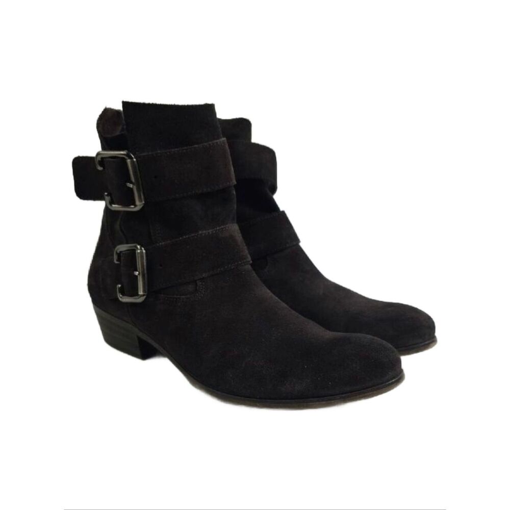 Paul Green Denver Dark Brow Belted Biker Suede Ankle‎ Boots